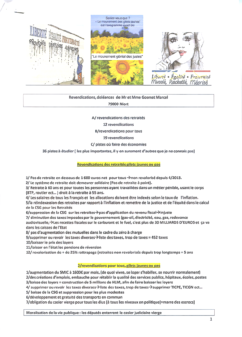 cahier manuscrit retraites gilets jaunes
