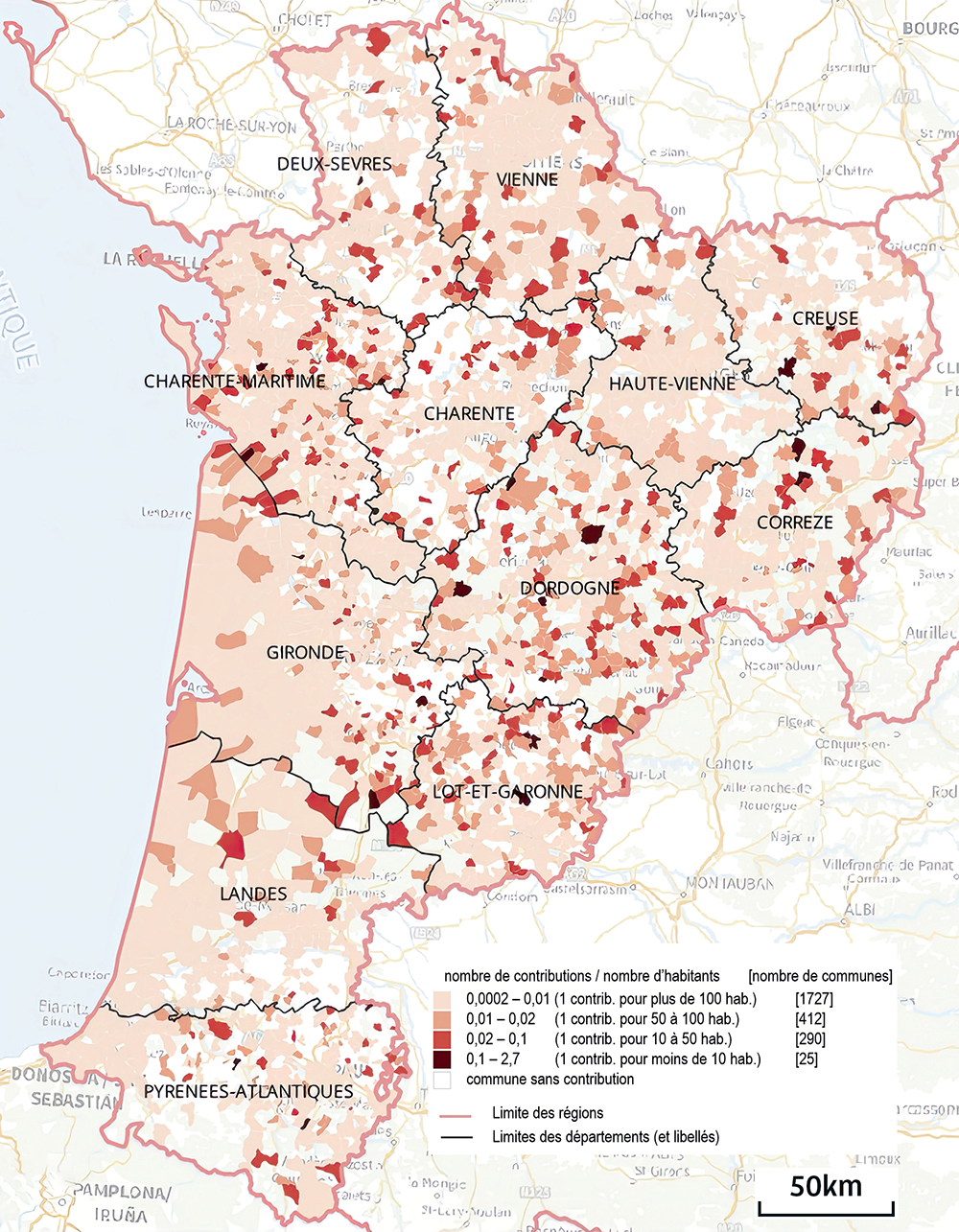 carte contributions grand debat par commune